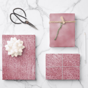 Pink Rose Glitter Zebra Animal     Wrapping Paper Sheet