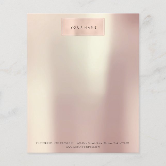Pink Rose Gold Beauty SPA Beauty Letter Head Flyer (Front)