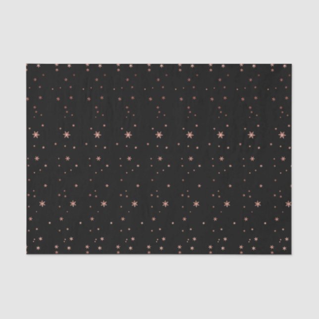 Pink Rose Gold Blush Black Stars Sky Night Tissue Paper (Front)