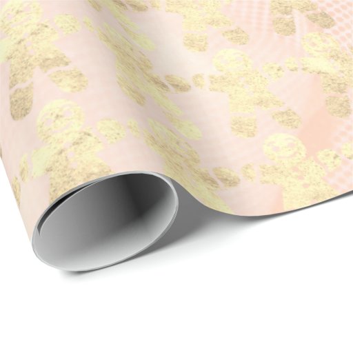 Image of Pink Rose Gold Blush Christmas Ginger Bread Guy Wrapping Paper