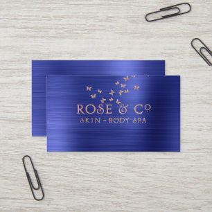 Pink Rose Gold Blush Emerald Cobalt 2 Butterfly Business Card