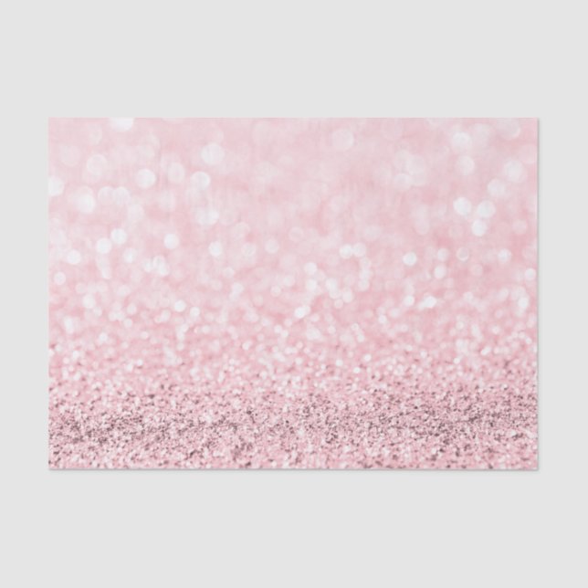 Pink Rose Gold Blush Glitter Delicate White Girly Tissue Paper (Front)