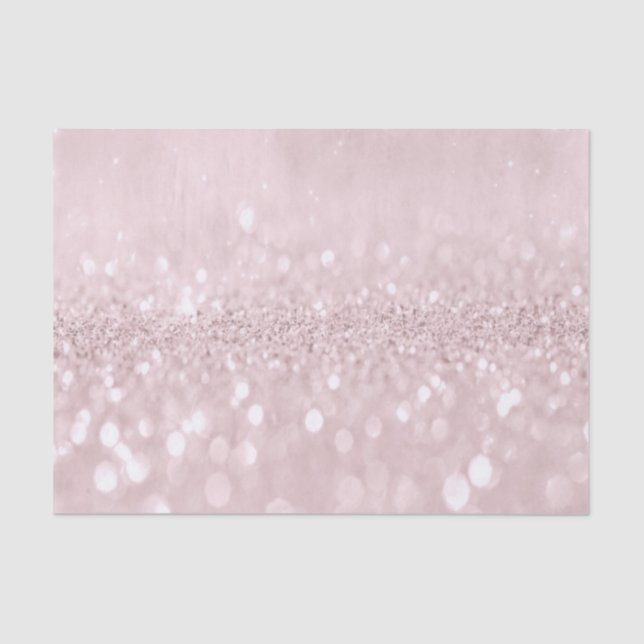 Pink Rose Gold Blush Glitter Powder Bridal Grey Tissue Paper (Front)