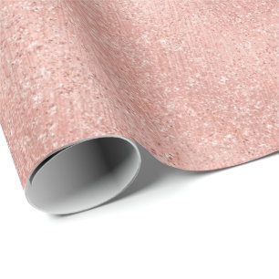 Pink Rose Gold Blush Glitter Shiny Glass Powder Wrapping Paper