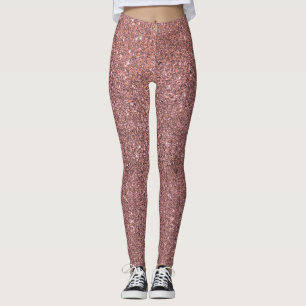 Pink Rose Gold Blush Glitter Sparkle Leggings