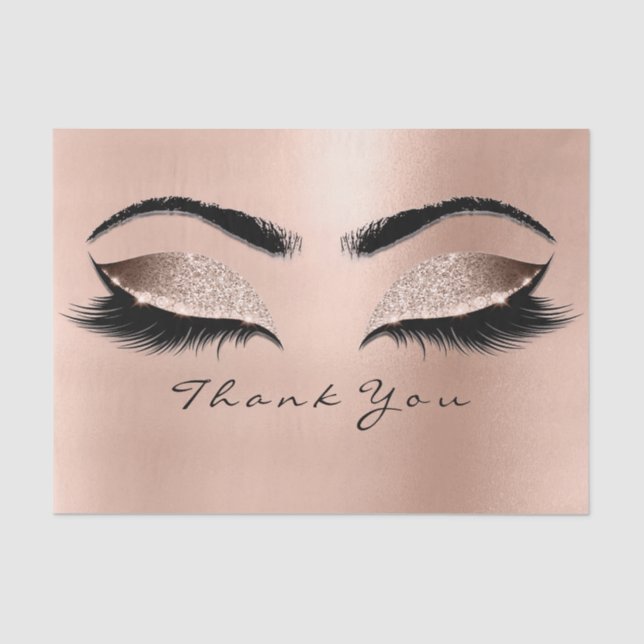 Pink Rose Gold Blush Glitter Thank Eyes Makeup Tissue Paper (Front)