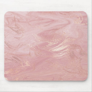 Pink Rose Gold Blush Gold Molten Stone Marble Mouse Mat