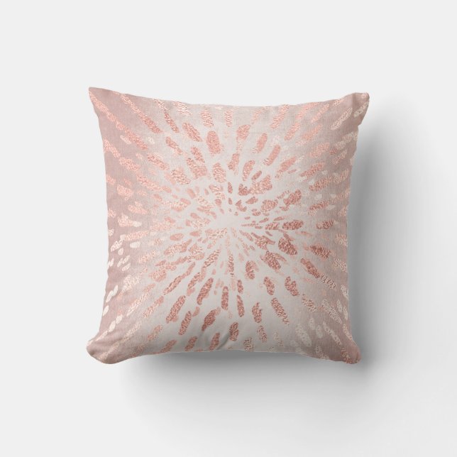 Pink Rose Gold Blush Gold Strokes Stripes Shine Cushion (Front)