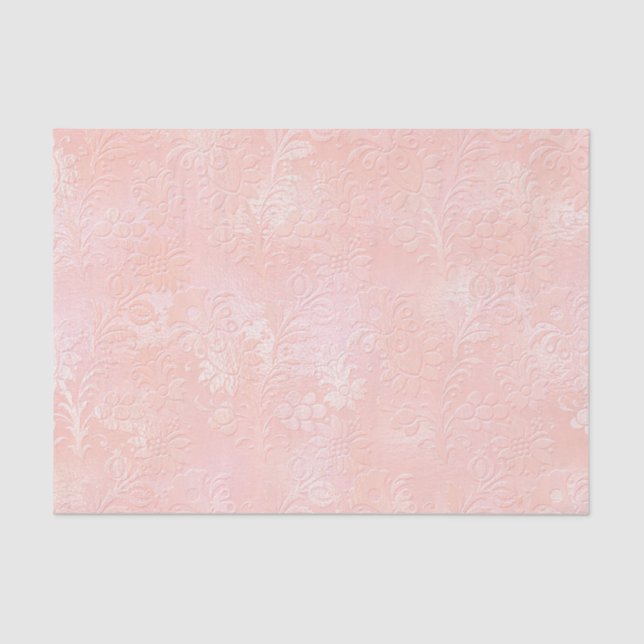 Pink Rose Gold Blush Metallic Floral Royal Tissue Paper (Front)