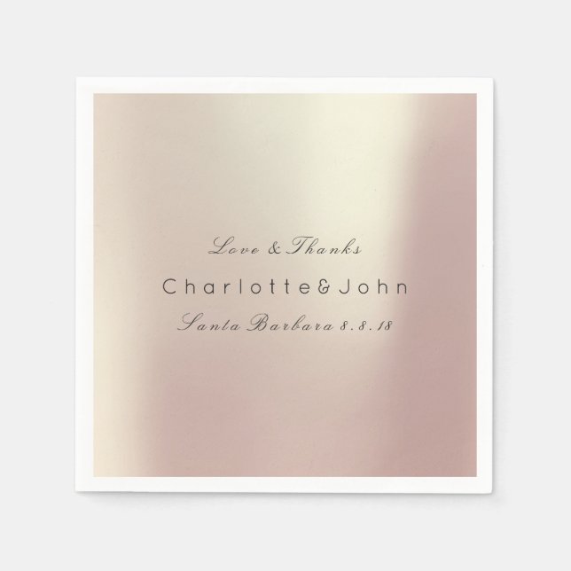 Pink Rose Gold Blush Metallic Minimal Party Event Napkin (Front)