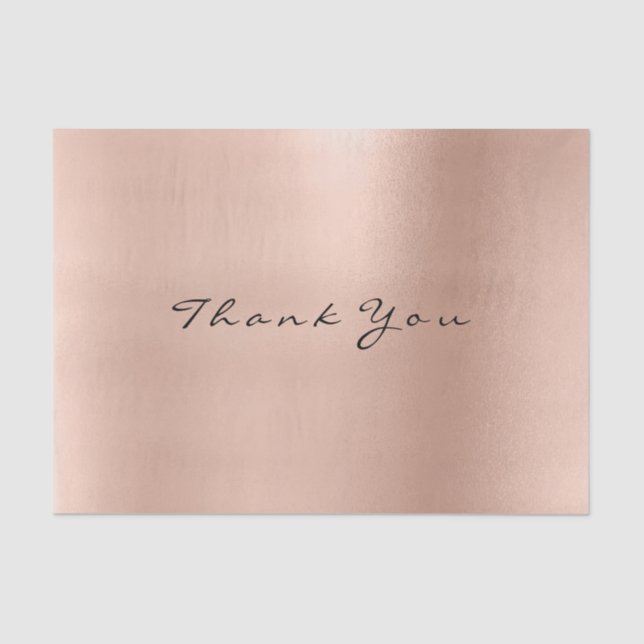 Pink Rose Gold Blush Metallic Thank Luxury Tissue Paper (Front)
