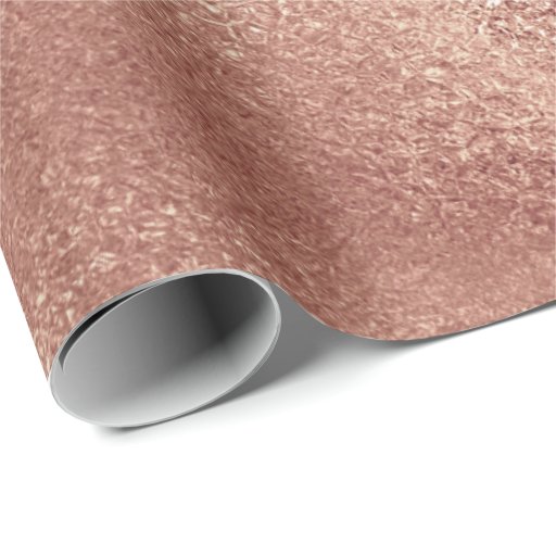 Image of Pink Rose Gold Blush Peach Shiny Glass Powder Wrapping Paper
