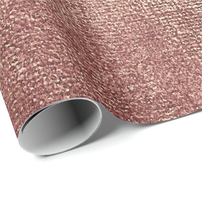 Pink Rose Gold Blush Peach Shiny Metallic Powder Wrapping Paper (Roll Corner)
