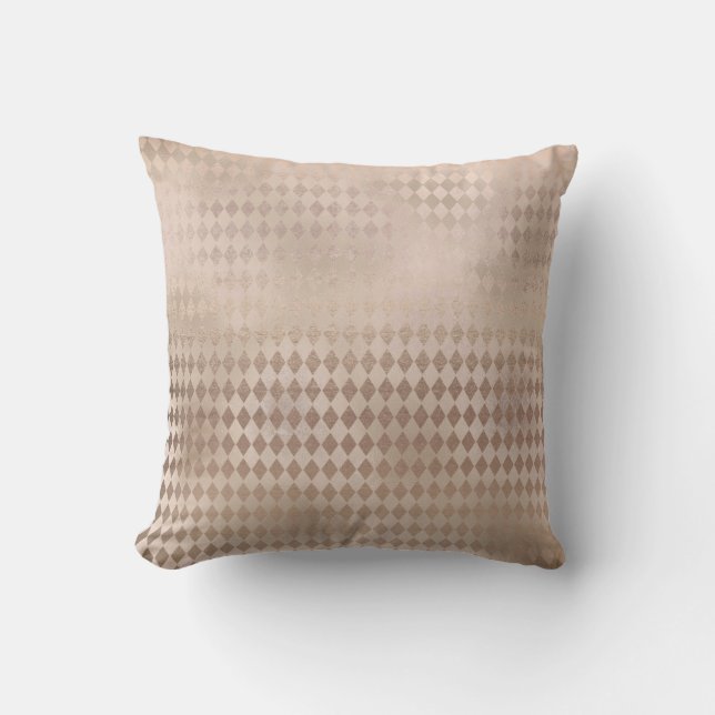 Pink Rose Gold Blush Powde Grungy Diamond Geometry Cushion (Front)