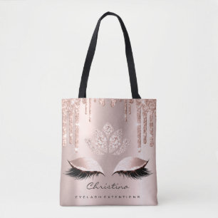 Pink Rose Gold Blush Skin Sparkly Diamond Makeup Tote Bag