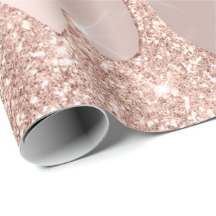 Pink Rose Gold Blush Spark Powder Drips Glam Lux Wrapping Paper