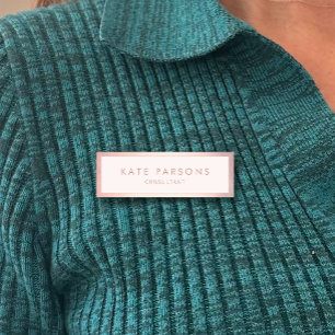 Pink Rose Gold Border Beauty Spa Name Tag