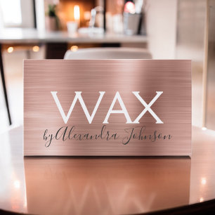Pink & Rose Gold Brushed Metal Beauty Wax Business Card