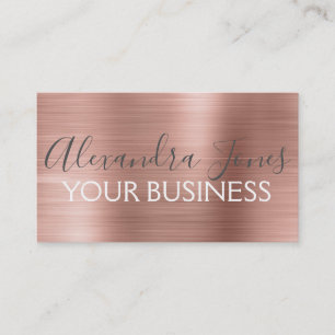 Pink & Rose Gold Brushed Metal Elegant Business Card