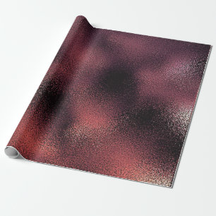 Pink Rose Gold Burgundy Black Glass Glam Shiny Wrapping Paper