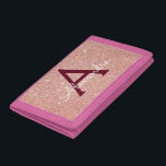 Pink Rose Gold Burgundy Glitter & Sparkle Monogram Trifold Wallet<br><div class="desc">Pink Rose Gold and Burgundy Faux Glitter and Sparkle Elegant Nylon Wallet. This Nylon Wallet can be customised to include your initial and first name.</div>