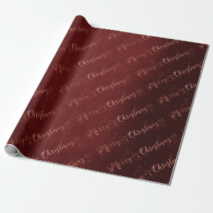 Pink Rose Gold Burgundy Merry Christmas Script Wrapping Paper