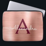 Pink Rose Gold Burgundy Stainless Steel Monogram Laptop Sleeve<br><div class="desc">Blush Pink and Rose Gold- Burgundy Gold Faux Stainless Steel Metallic Foil Elegant Monogram Sleeve. This sleeve can be customised to include your initial and first name.</div>