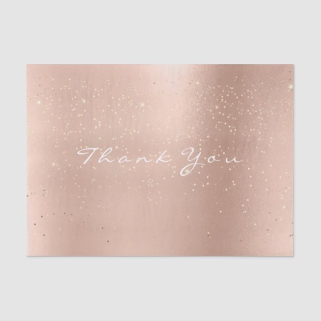 Pink Rose Gold Confetti  Blush Thank You Name Tissue Paper (Front)