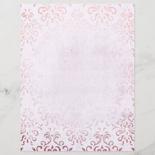 Pink & Rose Gold Damask Scrapbook Paper
