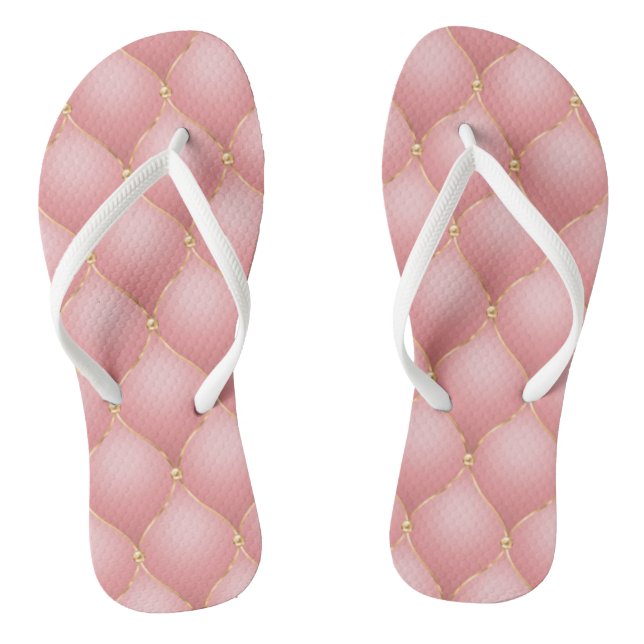 Pink Rose Gold Diamonds Flip Flops (Footbed)