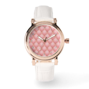 Pink Rose Gold Diamonds Tufted Watch