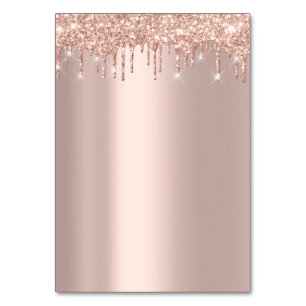 Pink Rose Gold Drips Spark Blush Simply Table Number