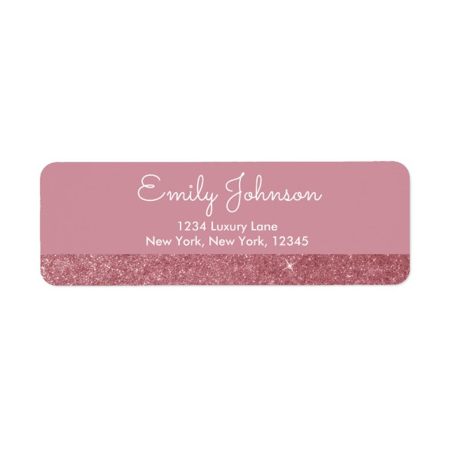 Pink Rose Gold Faux Glitter Address Label (Front)