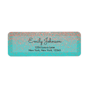 Pink Rose Gold Faux Glitter Sparkle Address Label