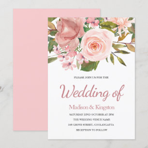 Pink & Rose Gold Floral Elegant Wedding Invite