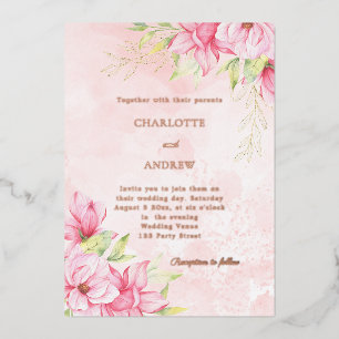 Pink rose gold floral luxury wedding