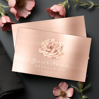 Pink Rose Gold Flower Blogger Stylist Event Beauty Business Card