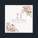 Pink Rose Gold Flowers 21st Birthday Party Napkins<br><div class="desc">Pink Rose Gold Flowers 21st Birthday Party Napkins

See matching collection in Niche and Nest Store</div>