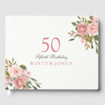 Pink Rose Gold Flowers 50th Birthday Party Guest Book<br><div class="desc">Pink Rose Gold Flowers 50th Birthday Party Guest Book

For matching set see Niche and Nest Store</div>