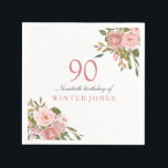 Pink Rose Gold Flowers 90th Birthday Party Napkins<br><div class="desc">Pink Rose Gold Flowers 90th Birthday Party Napkins

See matching collection in Niche and Nest Store</div>