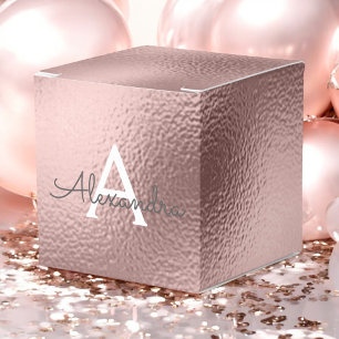 Pink Rose Gold Foil & Sparkle Monogram Favour Box