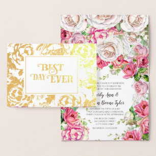 Pink Rose Gold Foil Wedding Invitations