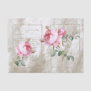 Pink Rose Gold Frame French Script Painted Tissue Paper