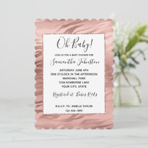 Pink Rose Gold Glam Zebra Animal  Invitation