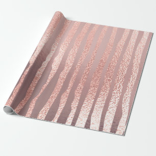 Pink Rose Gold Glass Powder Stripes Lines Painted Wrapping Paper