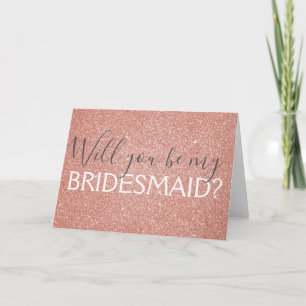 Pink Rose Gold Glitter and Sparkle Bridesmaid Invitation
