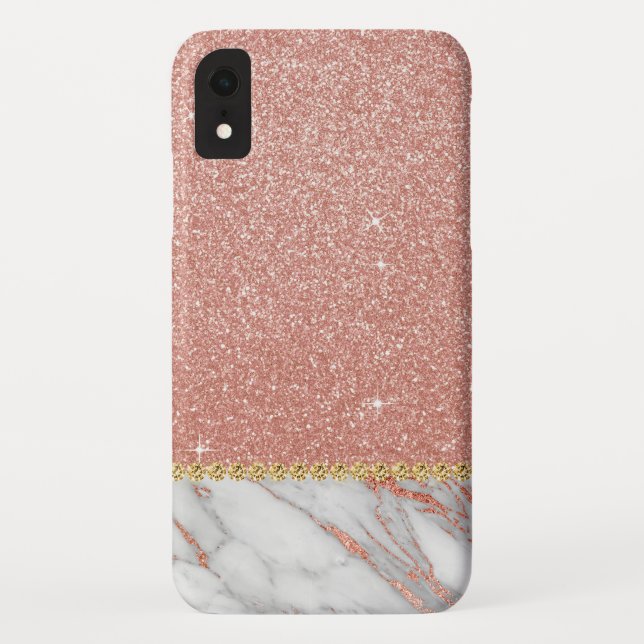 Pink Rose Gold Glitter and Sparkle Marble Case-Mate iPhone Case (Back)