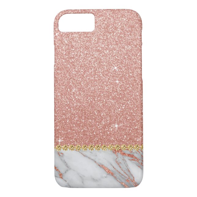 Pink Rose Gold Glitter and Sparkle Marble Case-Mate iPhone Case (Back)