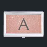 Pink Rose Gold Glitter and Sparkle Monogram Business Card Holder<br><div class="desc">Pink Rose Gold and Charcoal Grey (grey) Faux Glitter and Sparkle Elegant Monogram Business Card Holder is perfect for a Microblading,  Nail Salon,  Skin Care,  Eyelash Extension or Hair and Make Up Beauty Salon Business. This Business Card Holder can be customised to include your initial and first name.</div>