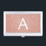 Pink Rose Gold Glitter and Sparkle Monogram Business Card Holder<br><div class="desc">Pink Rose Gold Faux Glitter and Sparkle Elegant Monogram Business Card Holder for beauty professional such as a Skin Care, Microblading, Eyelash Extensions, Hair or Makeup Beauty Salon Manager or Employee. This Business Card Holder can be customised to include your initial and first name and makes a great birthday or...</div>